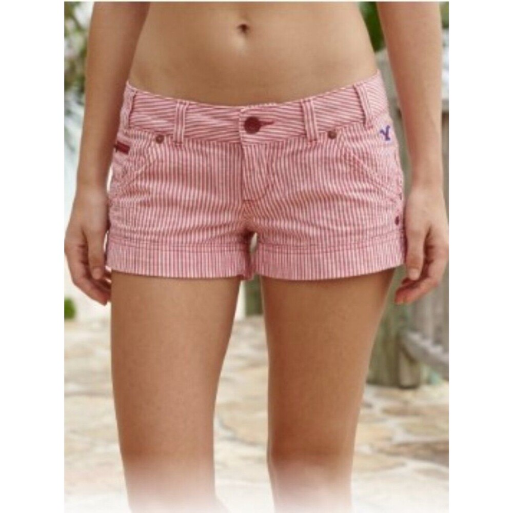 Vintage AMERICAN EAGLE NAUTICAL STRIPED LOW RISE MINI SHORTS 2 Y2K